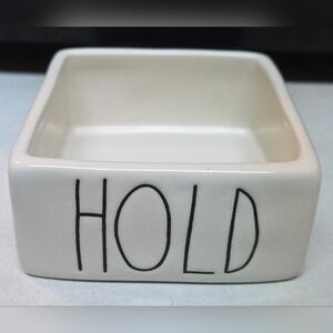 Rae Dunn Office Organizer Ceramic HOLD Post-it Note Paper Clips Or Trinket Tray